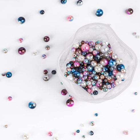 Suhome 1890pcs 4/6/8/10mm Multicolored Faux ABS Pearls Beads, Loose Round Spacer Beads, Smooth Rainbow Beads for Jewelry Making, Bracelets, Earrin...