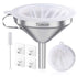 5-Inch Premium Stainless Steel Funnel with 200 Mesh Food Strainer, Kitchen Funnel for Bottles...