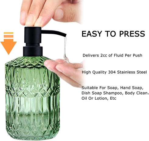 Black Soap Dispenser Pump Replacement - Matte 304 Stainless Steel Hand Soap and Lotion Dispenser Pumps Replacement for Regular Glass Mouth Bottles...