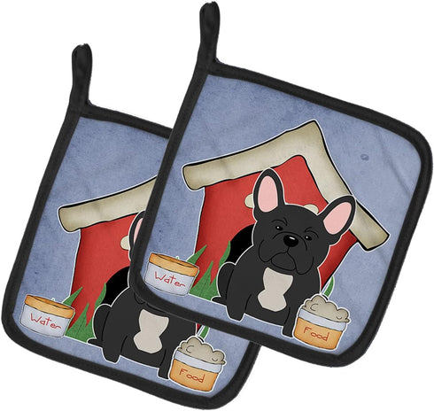 Caroline's Treasures BB2768PTHD Dog House Collection French Bulldog Black Pair of Pot Holders Kitchen Heat Resistant Pot Holders Sets Oven Hot Pad...
