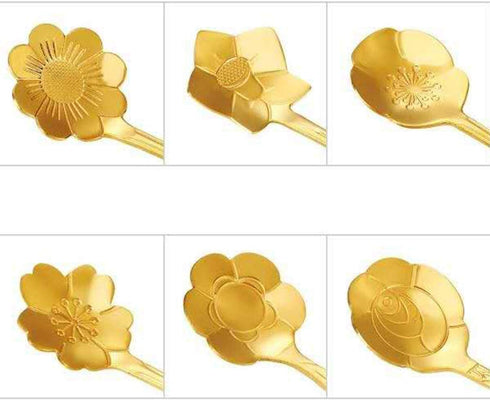 Stainless Steel Creative Flower Coffee Spoon Soup Spoons Sugar Spoons, Ice-Cream Tea Stirring Spoons 4.8 Inches Retro Dessert Demitasse Espresso S...