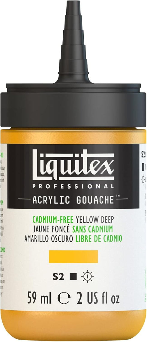 Liquitex Professional Acrylic Gouache, 2-oz (59ml) Bottle, Cadmium-Free Yellow Deep...