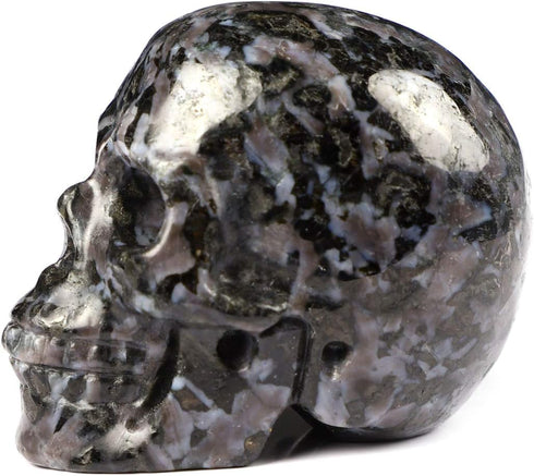 Skullis 2.0" Gabbro Crystal Skull, Hand Carved Gemstone Fine Art Sculpture, Reiki Healing Stone Statue....