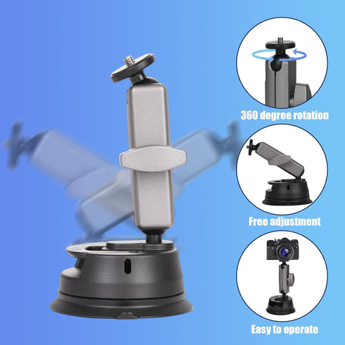 Action Camera Mount, 360 Degree Rotating Windshield & Car Window Camera Mount for Most Camera Suction Cup Camera Holder Action Camera Accessories ...