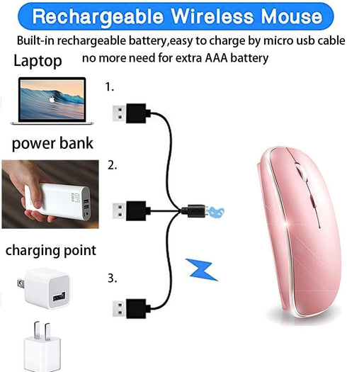 Bluetooth Mouse for iPad pro iPad Air Mac MacBook Pro MacBook Air MacBook Wireless Mouse Laptop Chromebook Win8/10/11 HP DELL PC (Pink)...
