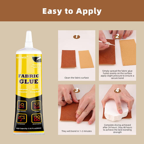 Fabric Glue Permanent - 60ml Sewing Glue for Clothing Permanent Washable, Liquid Fabric Stitch Glue for All Leather, Fabrics, Denim, Flannel, Cott...