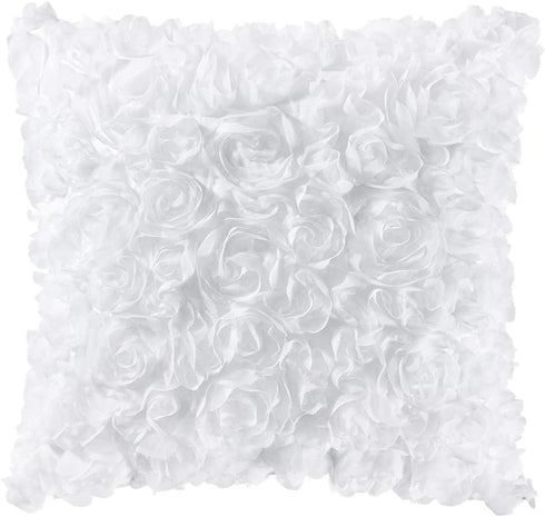 MIULEE 3D Decorative Romantic Valentines Stereo Chiffon Rose Flower Throw Pillow Cover Solid Pillowcase for Girl Women Wedding Sofa Bedroom Car De...