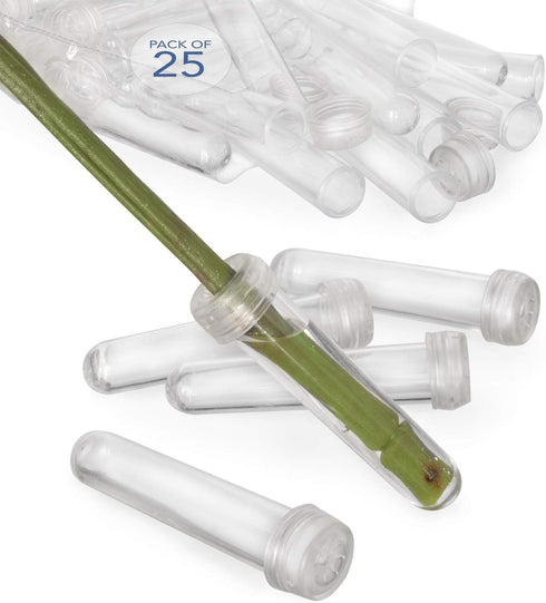 Royal Imports Floral Water Tubes with Caps – 3" Clear Plastic Flower Vials for Single Stem Roses, Buds, Bouquets – Standard Style, 1/2" Opening – ...