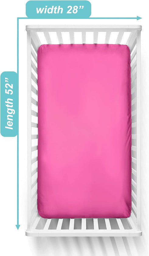 TL Care Supreme 100% Natural Cotton Fitted Crib Sheet 52" x 28", Enhanced Thickness for Soft, Breathable & Hypoallergenic Jersey Comfort, Fuschia,...