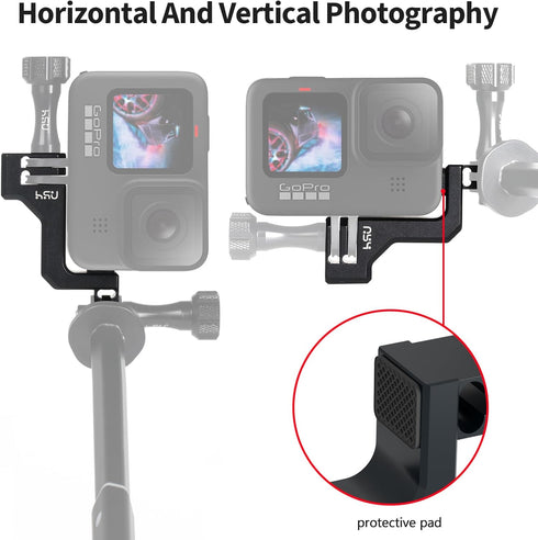 HSU 90 Degree Aluminum Vertical Bracket Adapter Elbow Mount for GoPro Hero 12/11/ 10/9 Black...