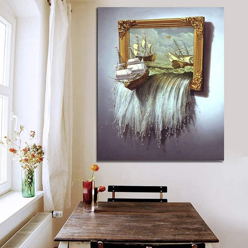 GELANYOUPIN 5D DIY Full Round Rhinestone Painting Landscape Ship 3D Cross Stitch Crystal Embroidery Beads Mosaic Handmade Art Craft Home Decoratio...