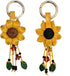 Leather Flower Keychain Purse Tassels Charms Women Handbags Designer Bag Accessories Keyring Decor Yellow Flower 7" Long...