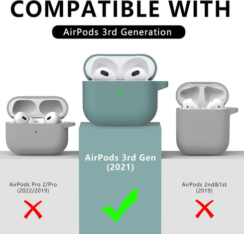 AirPods 3rd Gen Case Cover with Cleaner Kit,Soft Silicone Protective Case for Apple AirPods 3rd Generation Charging Case with Keychain,Shockproof ...