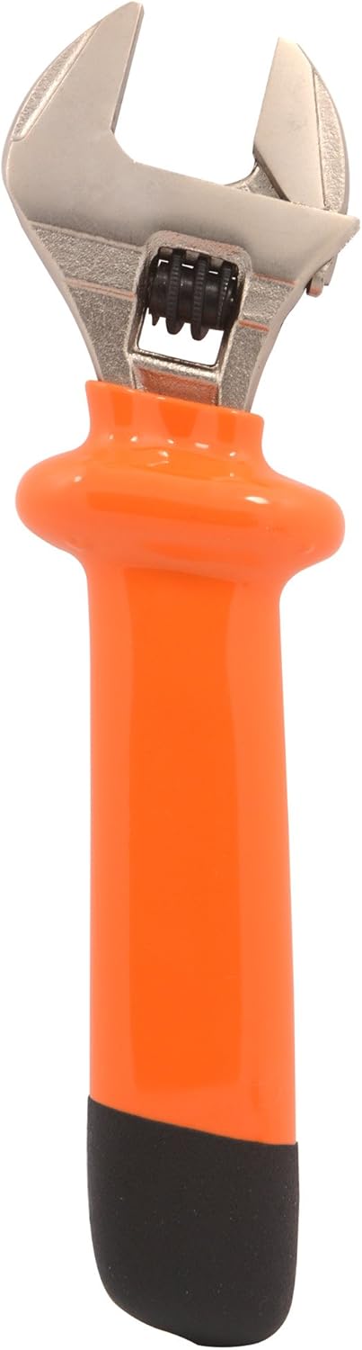 WEIDA 8" Heavy Duty Insulated Electrician Adjustable Wrench Cushion Grip And Nickel-Plated Surface Anti-Rust...