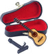 Dselvgvu Wooden Miniature Guitar with Stand and Case Mini Musical Instrument Miniature Dollhouse Model Home Decoration (3.94"x1.42"x0.59")...