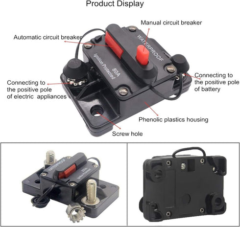 200 Amp Circuit Breaker Manual Reset 30-250A for Car Truck Rv ATV Marine Trolling Motors Boat Vehicles,12V-48V DC (200A)...