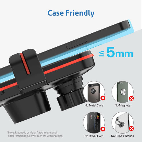 SOOPII Wireless Car Charger Mount, 15W Qi Fast Charging, Auto-Clamping,2 Styles Air Vent Phone Holder Included, Compatible with iPhone15/14/13/Pro...