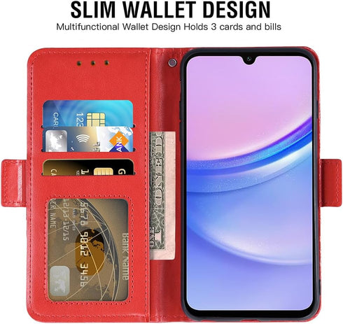 Asuwish Phone Case for Samsung Galaxy A15 5G Wallet Cover with Tempered Glass Screen Protector and Leather Flip Credit Card Holder Stand Lanyard W...
