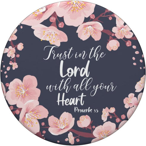 Christian Bible Verse Proverbs 3:5 Navy Blue Floral PopSockets Adhesive PopGrip...