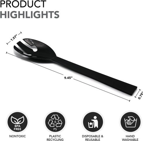 Party Essentials Plastic Party Buffet Serving Utensils Kit, Spoons/Forks/Tong, 20-Piece, Black...