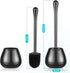 Toilet Brush and Holder, Toilet Bowl Brush and Holder with Long Handle, Plastic Holder Easy to Hide, Drip-Proof, Easy to Assemble, Deep Cleaning...