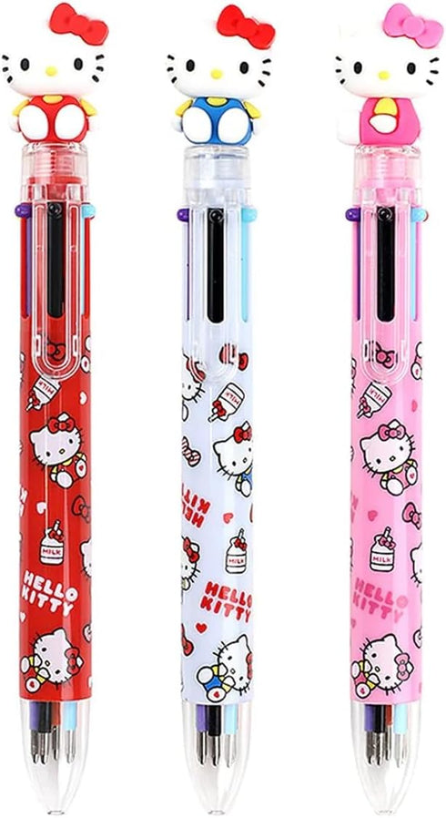 0.7mm 6-Color Multicolor Ballpoint Pen w/Cat Face Figure 1PC (Red)...