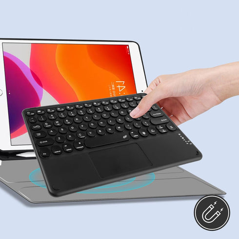 Wireless Bluetooth Keyboard with Touchpad,Portable Ultra Slim 7-Colors RGB Backlit Keyboard,10 inch Rechargeable Keyboard with Trackpad for IPad/I...