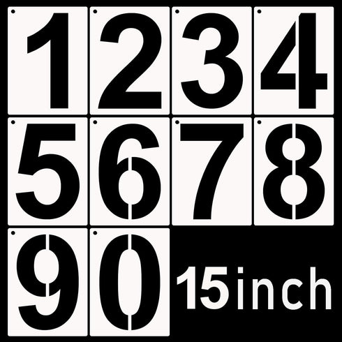 DXCYZ 15 Inch Large Number Stencils Kit 0-9 Address Number Stencil, 10PCS Reusable Plastic Painting Number Templates for Mailbox Signs, Door, Cars...