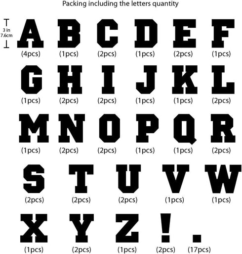 Magfok Iron on Transfer 3 Inch White Flock Letter for Clothing, 7 Sheet (Black or White Optional)...