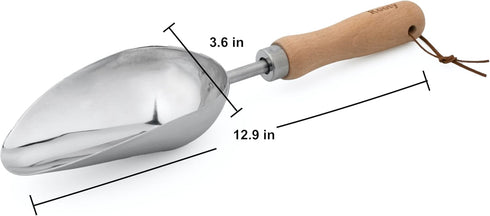 Rooty Garden Soil Scoop with Stainless Steel,Wooden Handle easy for Transplanting, Digging, PLanting, Essential Gardening Tools and Accessories fo...