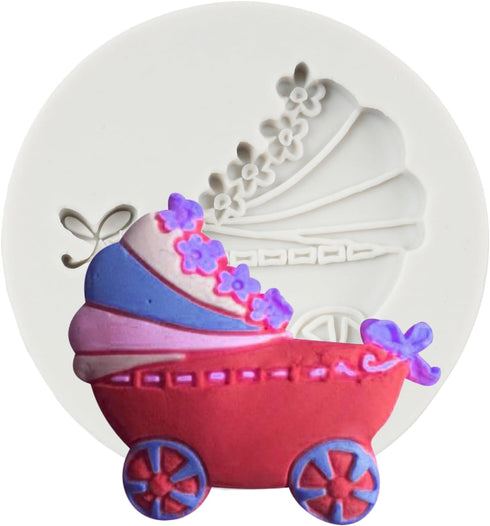 Baby Stroller Chocolate Silicone Molds Baby Shower Cake Decorating Fondant Molds For Cupcake Topper Chocolate Candy Sugar Craft Gum Paste Polymer ...