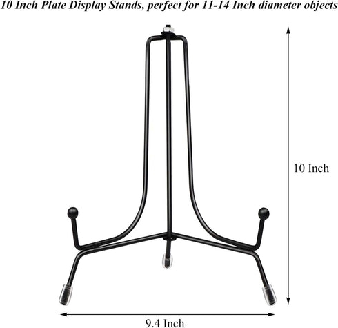 2 Pack Upgraded Plate Display Stands, 10 Inch Anti-Slip Iron Photo Holder Stands Book Display Stands, Compatible 11 to 14 Inch Decorative Plates, ...