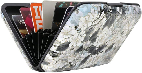 ELFISH Mini RFID Aluminum Wallet Credit Cards Holder Business Card Case Metal ID Case for Men Women (White Lotus)...