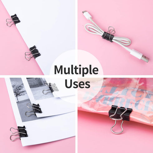 Metal Small Binder Clips Small for Paperwork,50 Pack 3/4 Inch Paper Clamps Clips Office Supplies,Mini Black Office Clips...