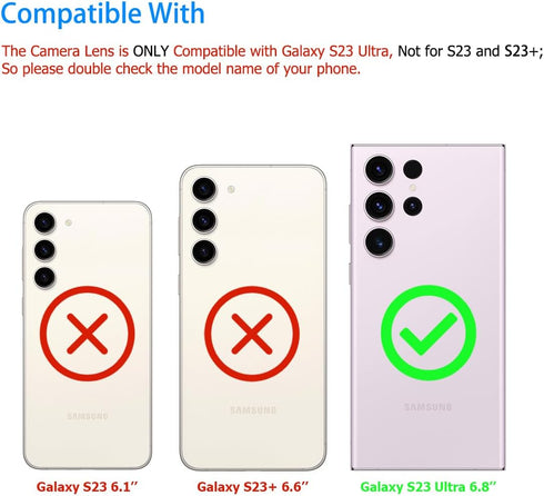 Rear Camera Lens Glass Replacement for Galaxy S23 Ultra Pre-Installed Adhesive with Installation Manual and Repair Tool Kits...