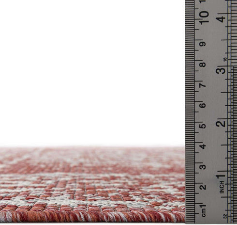 Unique Loom Outdoor Traditional Collection Area Rug - Timeworn (2' x 3' 1" Rectangle Rust Red/Gray)...