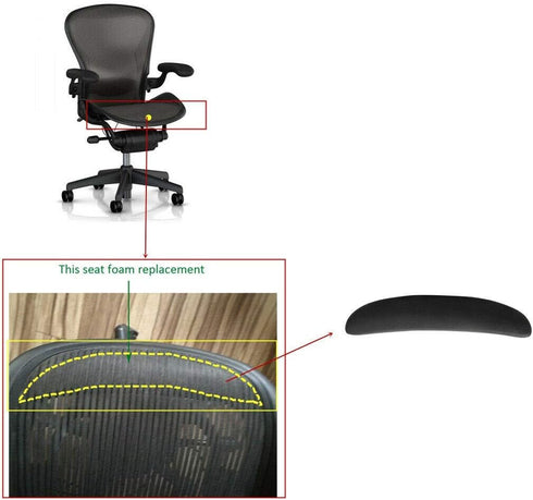Herman Miller Replacement Classic Aeron Office Chair Seat Foam, Fits Large Size C...