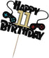 Video Game Happy 11th Birthday Cake Topper,11 Year Old Boy and Kids Video Game Themed Birthday Decoration?Game Controllers Cake Decorations?Game O...