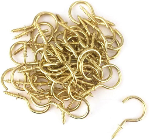 yueton 50pcs Metal Screw-in Ceiling Hooks Cup Hooks (Gold)...