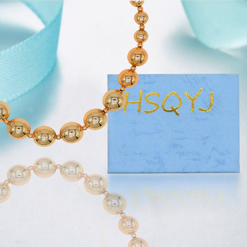 HSQYJ Shiny 14k Gold Beaded Stainless Steel Necklace High Polish Graduated Bead Ball Chain Necklace Fashion Chunky Choker Costume Jewelry Gift for...