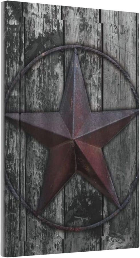 Rustic Western Texas Star Wooden Barn Country Light Switch Cover No Device Wall Plate Decorative 1 Gang Blank Switchplate Electrical Faceplate for...