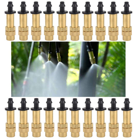 20 pcs Irrigation System Copper Nozzle Adjustable Spray Nozzle Garden Water Cooling System Irrigation Greenhouse Vegetables Lawn Watering Nozzle (...