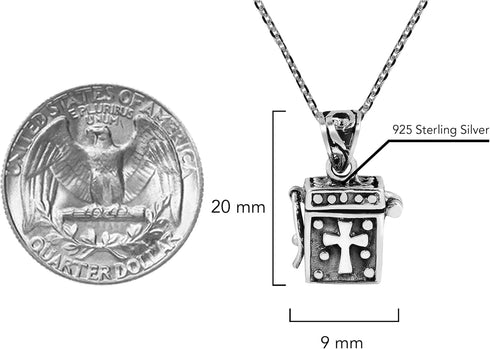 AeraVida Christian Prayer Box Locket .925 Sterling Silver Pendant Necklace | Elegant Religious Sterling Silver Jewelry for Women...