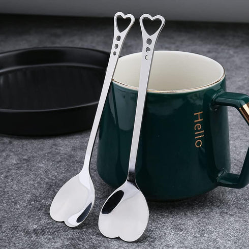 20 Pieces Heart Shaped Stainless Steel Dessert Spoons 5.7inch Coffee Spoon Teaspoon Stirring Spoon Ice Cream Spoon for Home, Restaurant Kitchen, C...