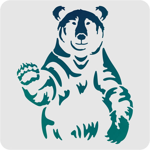 FINGERINSPIRE Bear Stencils Wall Decoration Template 11.8x11.8 inch Plastic Bear Drawing Painting Stencils Templates Square Reusable Stencils for ...