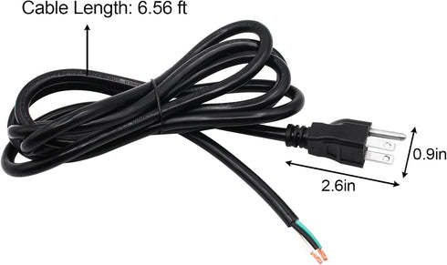 2Pack Power Cord Replacement?6.46Ft Cable 110V 115V 120V 300V Pigtail for Appliance, NEMA 5-15P Plug US SJT 18AWG (18/3)...