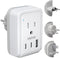 VINTAR European Travel Plug Adapter Kit, UK Power Adapter with 3 USB Ports (2 USB C) & 2 American Outlets, Type C,G,H Swap&Adapt Attachments, Adap...