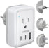 VINTAR European Travel Plug Adapter Kit, UK Power Adapter with 3 USB Ports (2 USB C) & 2 American Outlets, Type C,G,H Swap&Adapt Attachments, Adap...