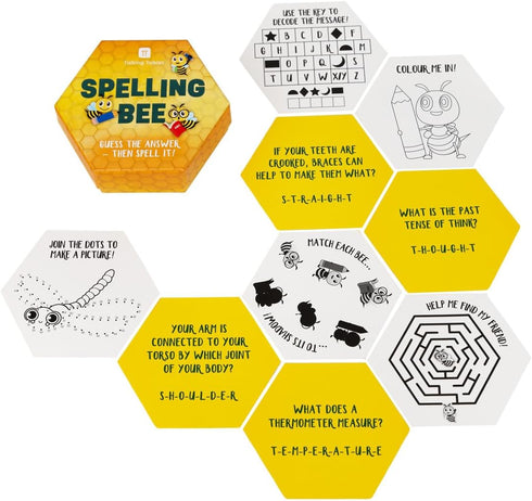 Talking Tables Fun Spelling Bee and Quiz Travel Pocket Game for Home or Journeys - Educational Trivia Cards with Trivia Challenges, for Boys or Gi...