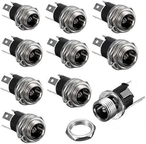 HiLetgo 10pcs DC Power Supply Jack Socket Female Panel Mount Connector 3-Pin 5.5 x 2.1mm...